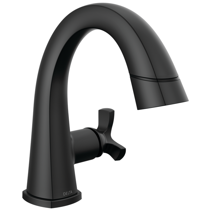 Delta Stryke 5776 Single Handle Pull Down Bathroom Faucet, matte black