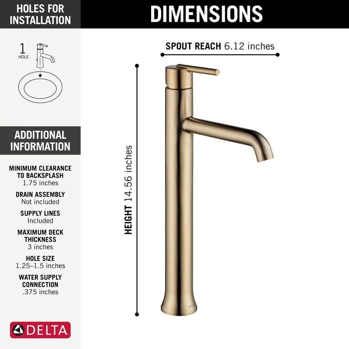 Delta Trinsic 759 Single Handle Vessel Bathroom Faucet, champagne bronze - view 2