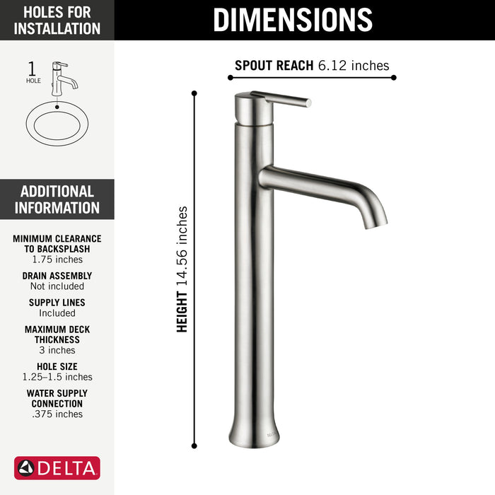 Delta Trinsic 759 Single Handle Vessel Bathroom Faucet, stainless - view 2