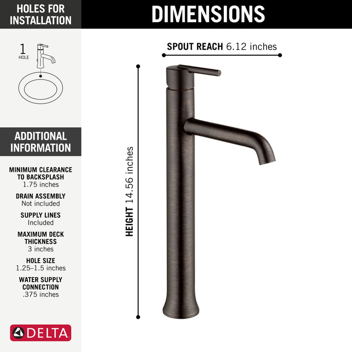 Delta Trinsic 759 Single Handle Vessel Bathroom Faucet, venetian bronze - view 2