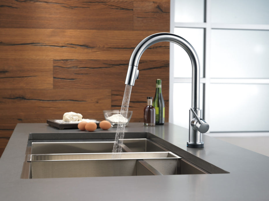 Delta Trinsic 9159T Single Handle Pull-Down Kitchen Faucet with TouchTouch 2O Technology, arctic stainless - view 5