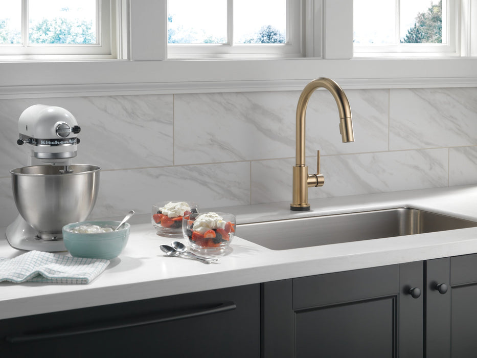 Delta Trinsic 9159T Single Handle Pull-Down Kitchen Faucet with TouchTouch 2O Technology, champagne bronze - view 4
