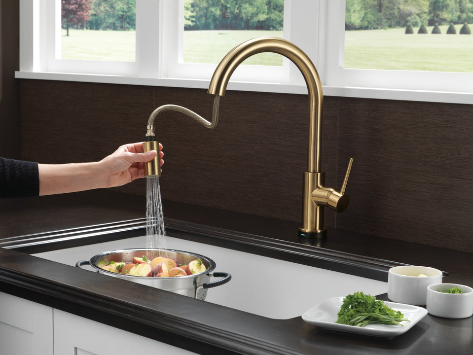 Delta Trinsic 9159T Single Handle Pull-Down Kitchen Faucet with TouchTouch 2O Technology, champagne bronze - view 5