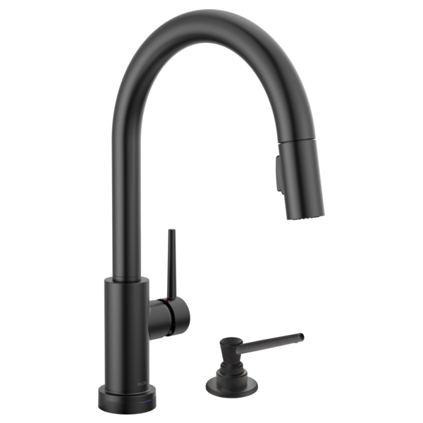 Delta Trinsic 9159T Single Handle Pull-Down Kitchen Faucet with TouchTouch 2O Technology, matte black - view 2