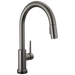 Delta Trinsic 9159TL TouchTouch 2O Technology Kitchen Faucet with Touchless Technology, black stainless