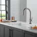 Delta Trinsic 9159TLV VoiceIQ Kitchen Faucet with TouchTouch 2O Technology with Touchless Technology, black stainless -...