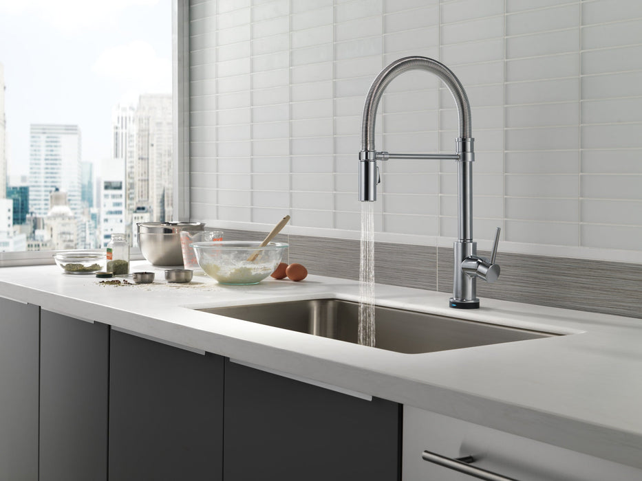 Delta Trinsic 9659T Single-Handle Pull-Down Spring Kitchen Faucet with TouchTouch 2O Technology, arctic stainless - view 4