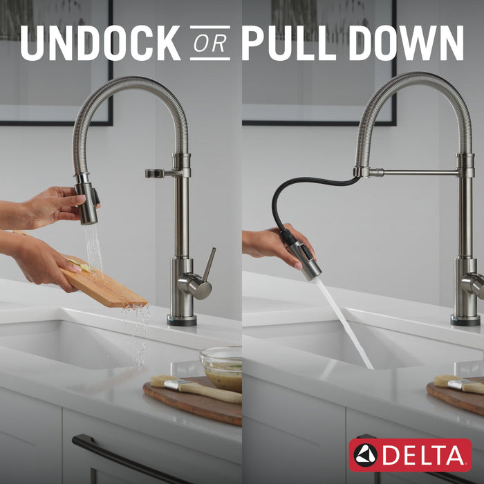 Delta Trinsic 9659TL TouchTouch 2O Technology Kitchen Faucet with Touchless Technology, black stainless - view 5