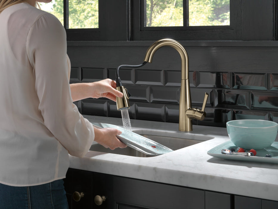 Delta Essa 9913 Single Handle Pull-Down Bar / Prep Faucet, champagne bronze - view 5