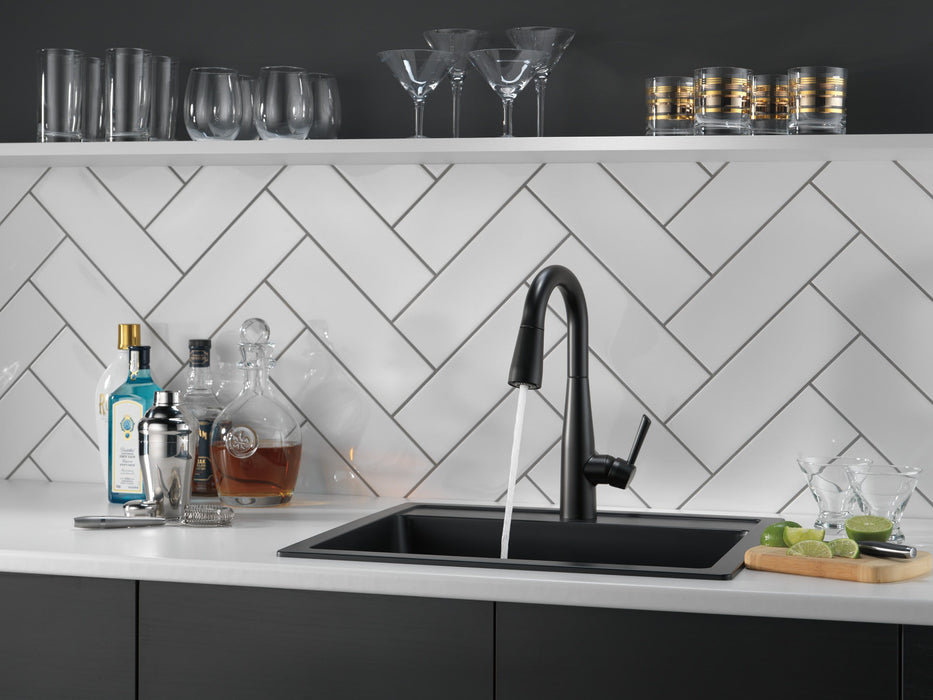 Delta Essa 9913 Single Handle Pull-Down Bar / Prep Faucet, matte black - view 3