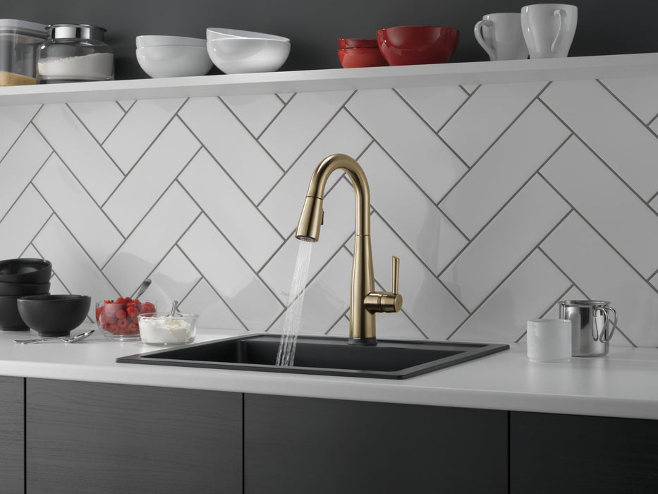 Delta Essa 9913T Single Handle Pull-Down Bar / Prep Faucet with TouchTouch 2O Technology, champagne bronze - view 4