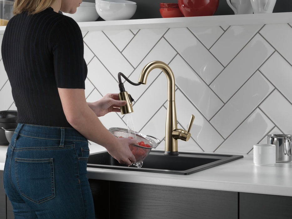 Delta Essa 9913T Single Handle Pull-Down Bar / Prep Faucet with TouchTouch 2O Technology, champagne bronze - view 5