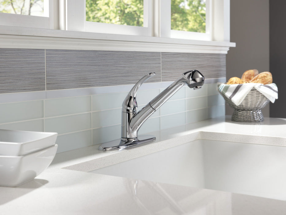 Delta Foundations B4310LF Single Handle Pull-Out Kitchen Faucet, chrome - view 5