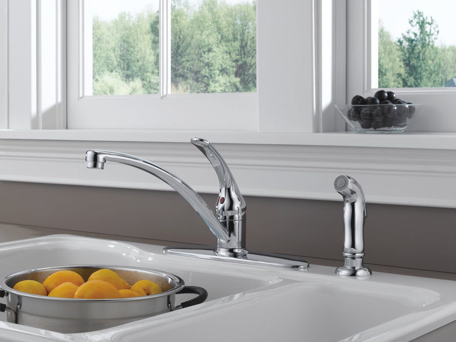 Delta Foundations B4410LF Single Handle Kitchen Faucet with Spray, chrome - view 2
