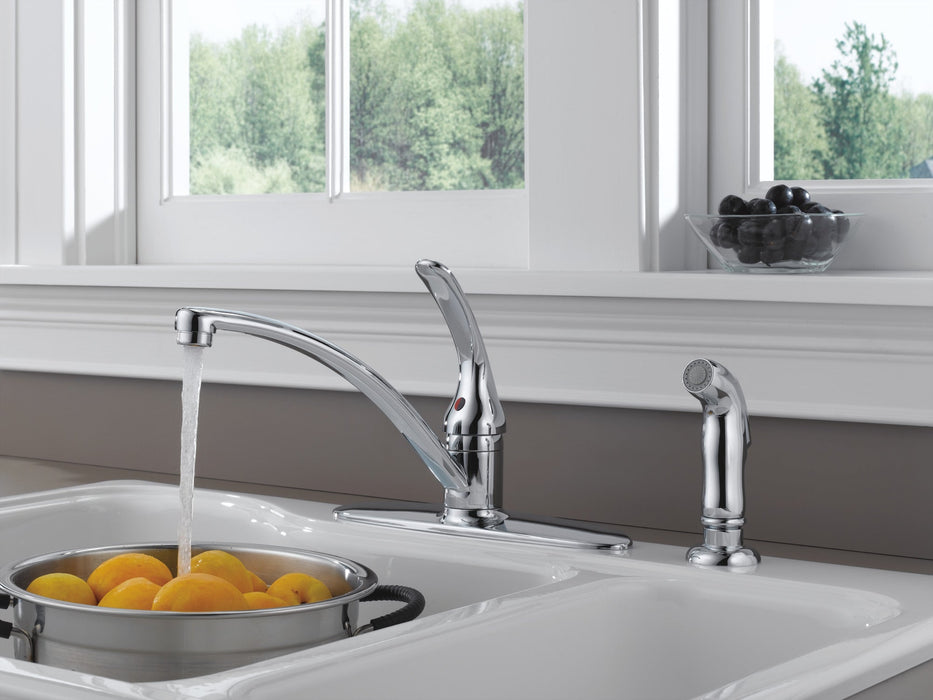 Delta Foundations B4410LF Single Handle Kitchen Faucet with Spray, chrome - view 3