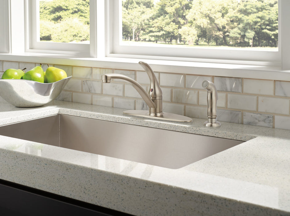Delta Foundations B4410LF Single Handle Kitchen Faucet with Spray, stainless - view 2