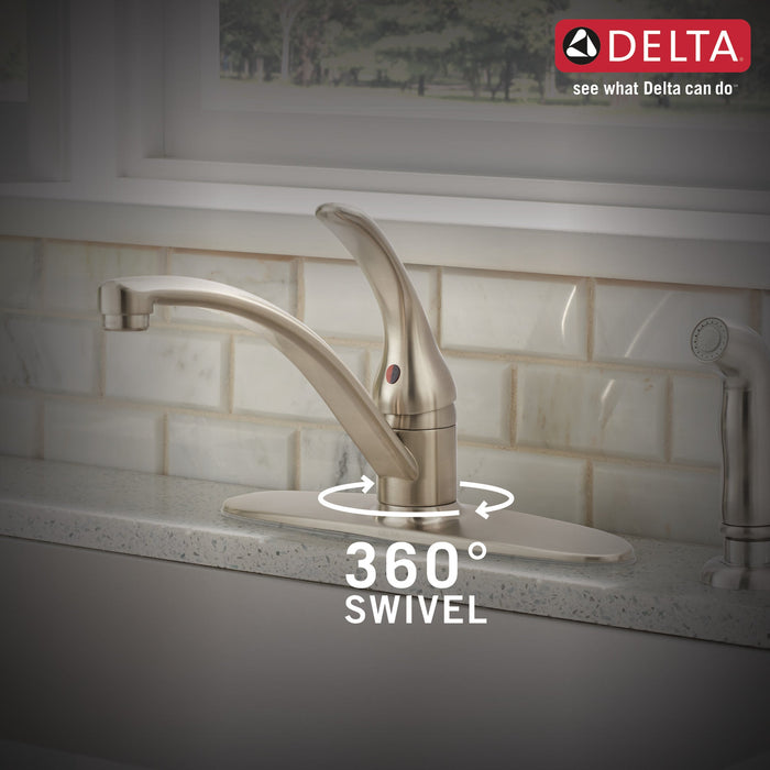 Delta Foundations B4410LF Single Handle Kitchen Faucet with Spray, stainless - view 3