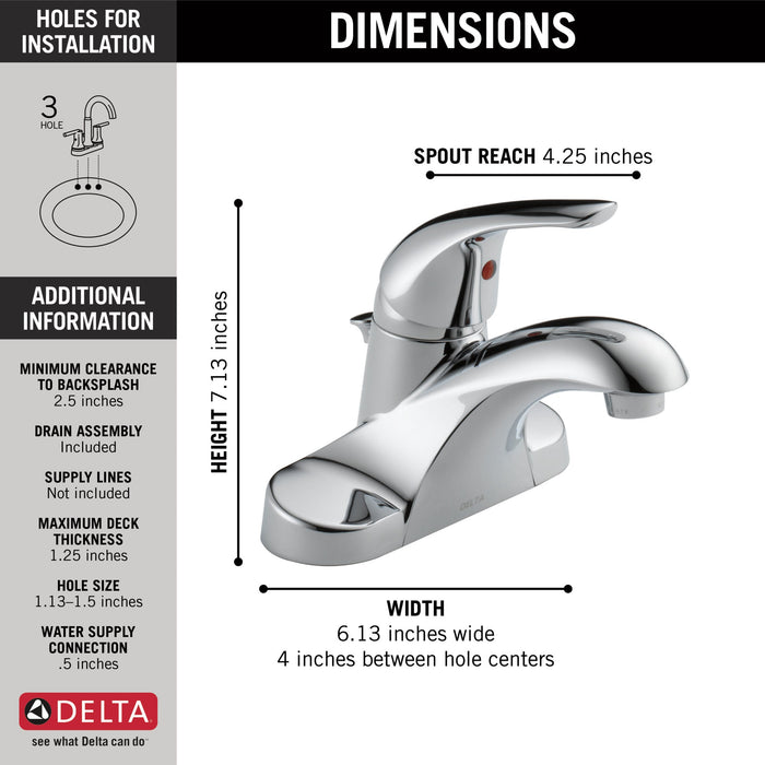 Delta Foundations B510LF Single Handle Centerset Bathroom Faucet, chrome - view 5