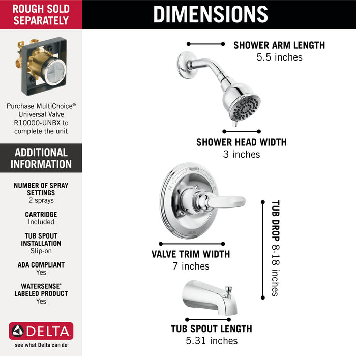 Delta Foundations BT13410 Monitor 13 Series Tub & Shower Trim, chrome - view 5