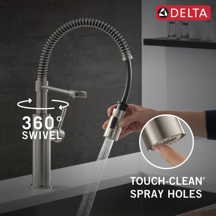 Delta Antoni 18803 Single-Handle Pull-Down Spring Kitchen Faucet, spotshield stainless - view 3