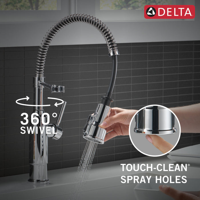 Delta Theodora 18804Z Single-Handle Pull-Down Spring Kitchen Faucet, chrome - view 3