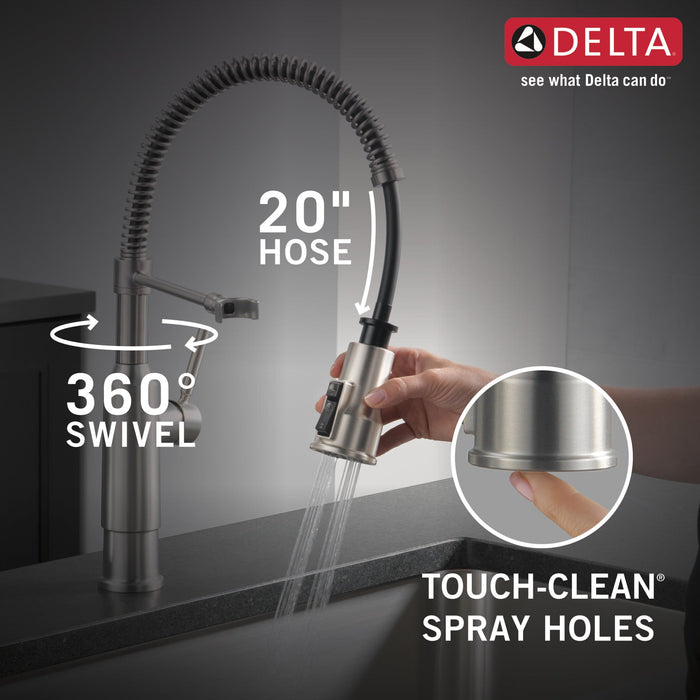 Delta Theodora 18804Z Single-Handle Pull-Down Spring Kitchen Faucet, spotshield stainless - view 3