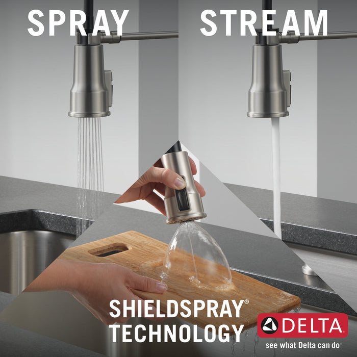 Delta Theodora 18804Z Single-Handle Pull-Down Spring Kitchen Faucet, spotshield stainless - view 4