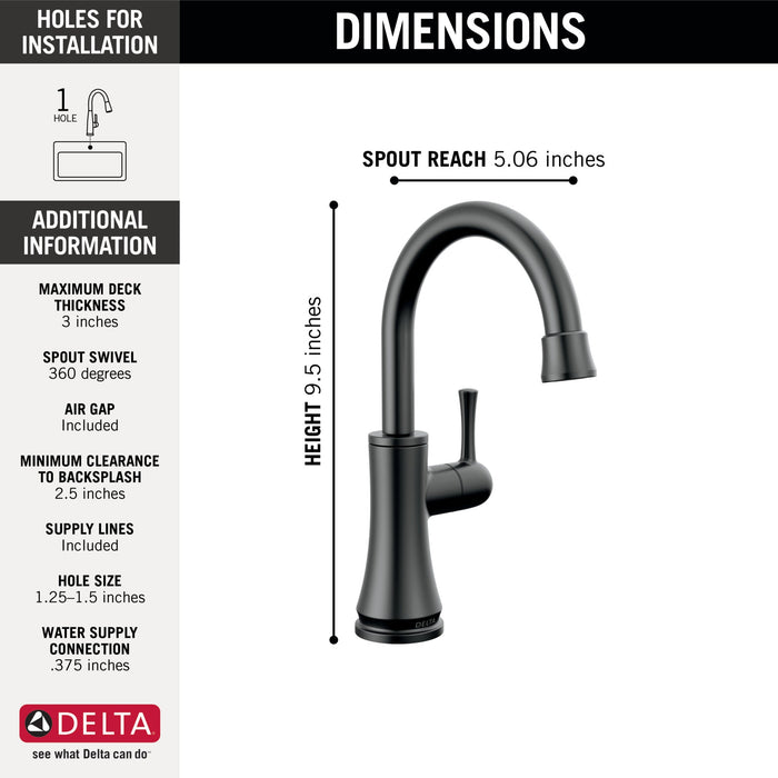 Delta 1920 Transitional Beverage Faucet, matte black - view 2