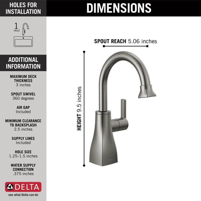 Delta 1940 Contemporary Square Beverage Faucet, black stainless - view 2