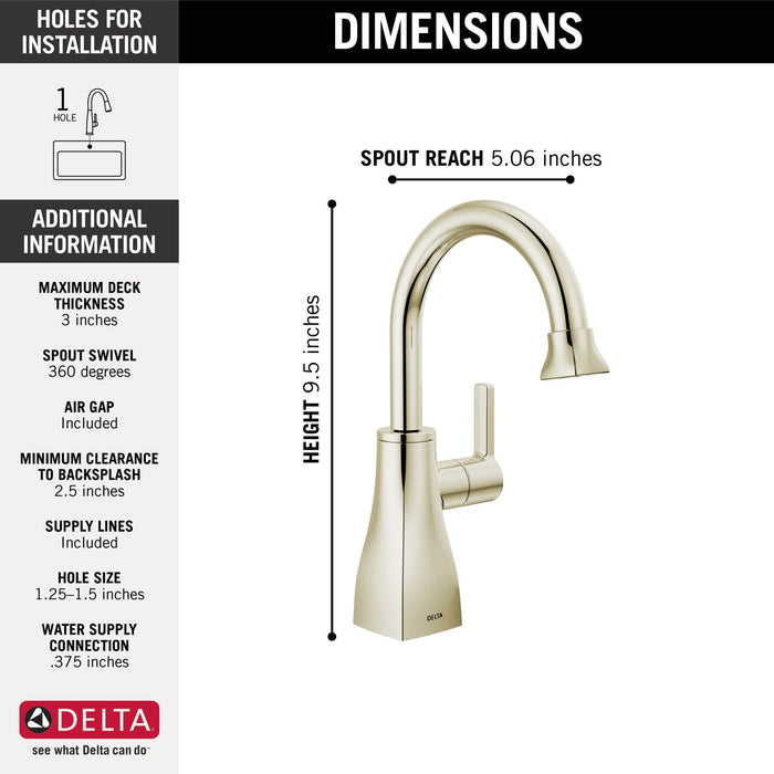 Delta 1940 Contemporary Square Beverage Faucet, polished nickel - view 2
