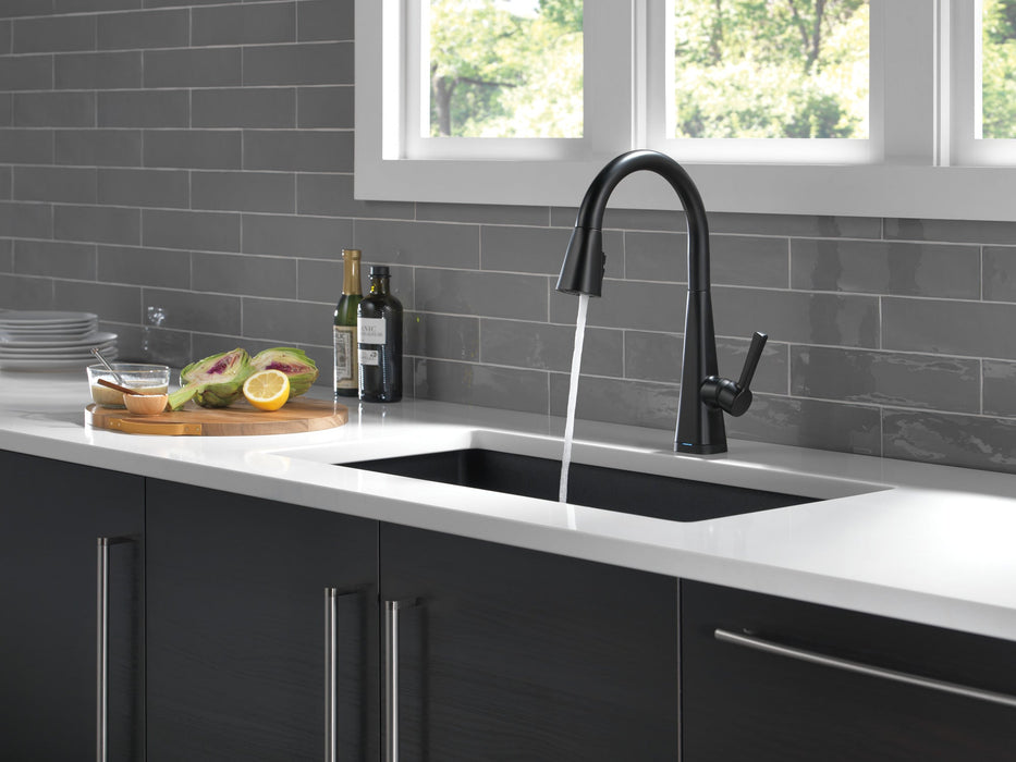 Delta Lenta 19802TZ Single-Handle Pull-Down Kitchen Faucet with TouchTouch 2O Technology, matte black - view 3