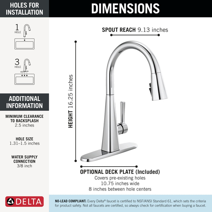 Delta Lenta 19802Z Single-Handle Pull-Down Kitchen Faucet