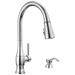 Delta Hazelwood 19831Z Single Handle Pull-Down Kitchen Faucet with Soap Dispenser and ShieldSpray Technology, chrome