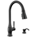 Delta Hazelwood 19831Z Single Handle Pull-Down Kitchen Faucet with Soap Dispenser and ShieldSpray Technology, matte black