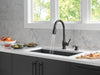 Delta Hazelwood 19831Z Single Handle Pull-Down Kitchen Faucet with Soap Dispenser and ShieldSpray Technology, matte black...