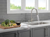 Delta Hazelwood 19831Z Single Handle Pull-Down Kitchen Faucet with Soap Dispenser and ShieldSpray Technology, spotshield...