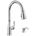 Delta Capertee 19877Z Single Handle Pull-Down Kitchen Faucet with Soap Dispenser and ShieldSpray Technology, chrome