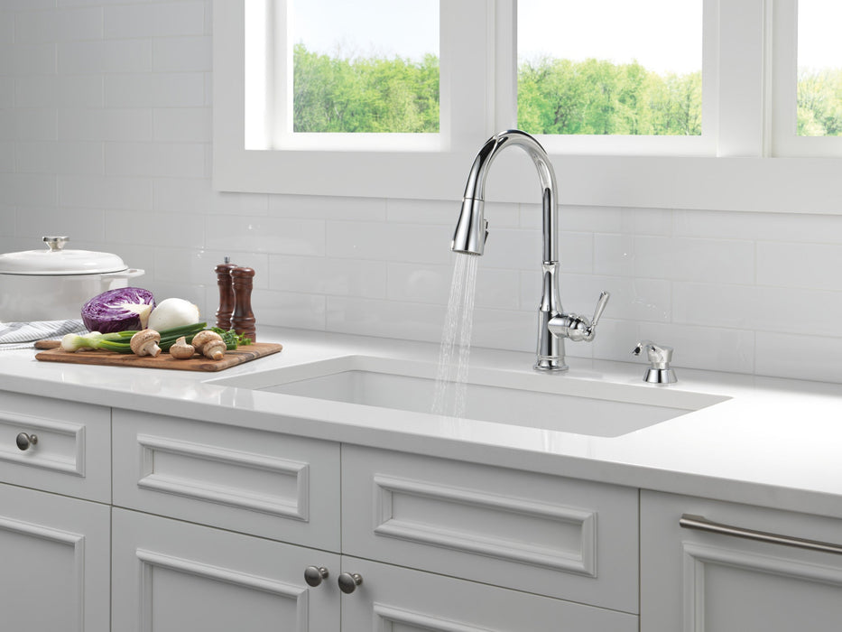 Delta Capertee 19877Z Single Handle Pull-Down Kitchen Faucet with Soap Dispenser and ShieldSpray Technology, chrome - view 3