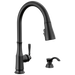 Delta Capertee 19877Z Single Handle Pull-Down Kitchen Faucet with Soap Dispenser and ShieldSpray Technology, matte black