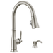 Delta Capertee 19877Z Single Handle Pull-Down Kitchen Faucet with Soap Dispenser and ShieldSpray Technology, spotshield...
