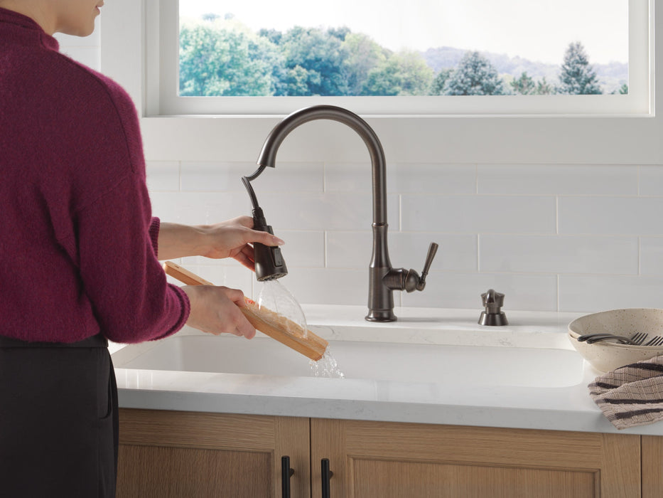 Delta Capertee 19877Z Single Handle Pull-Down Kitchen Faucet with Soap Dispenser and ShieldSpray Technology, venetian...
