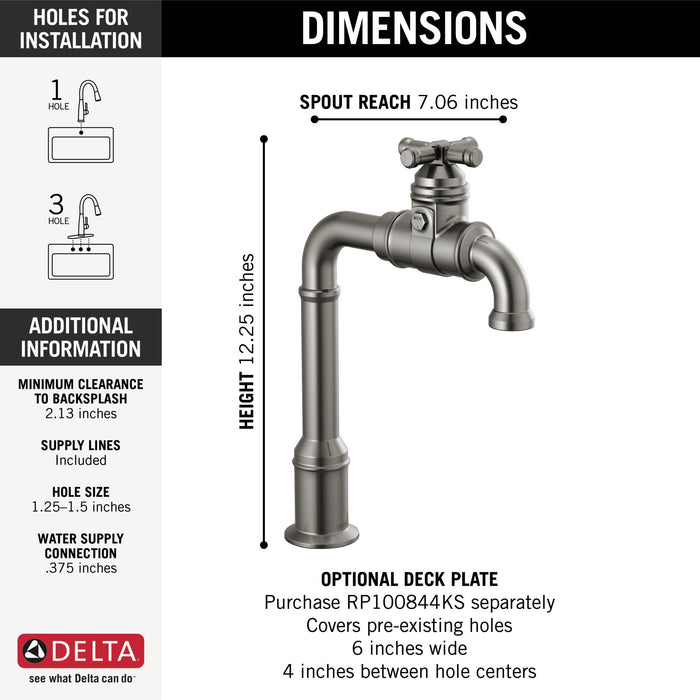 Delta Broderick 1990LFC True Bar Kitchen Faucet, black stainless - view 3