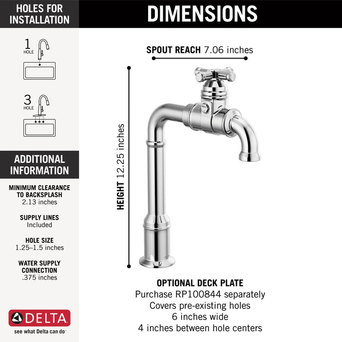 Delta Broderick 1990LFC True Bar Kitchen Faucet, chrome - view 3