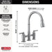Delta Broderick 2390L Two Handle Pull-Down Bridge Kitchen Faucet, arctic stainless - view 5