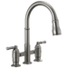Delta Broderick 2390L Two Handle Pull-Down Bridge Kitchen Faucet, black stainless