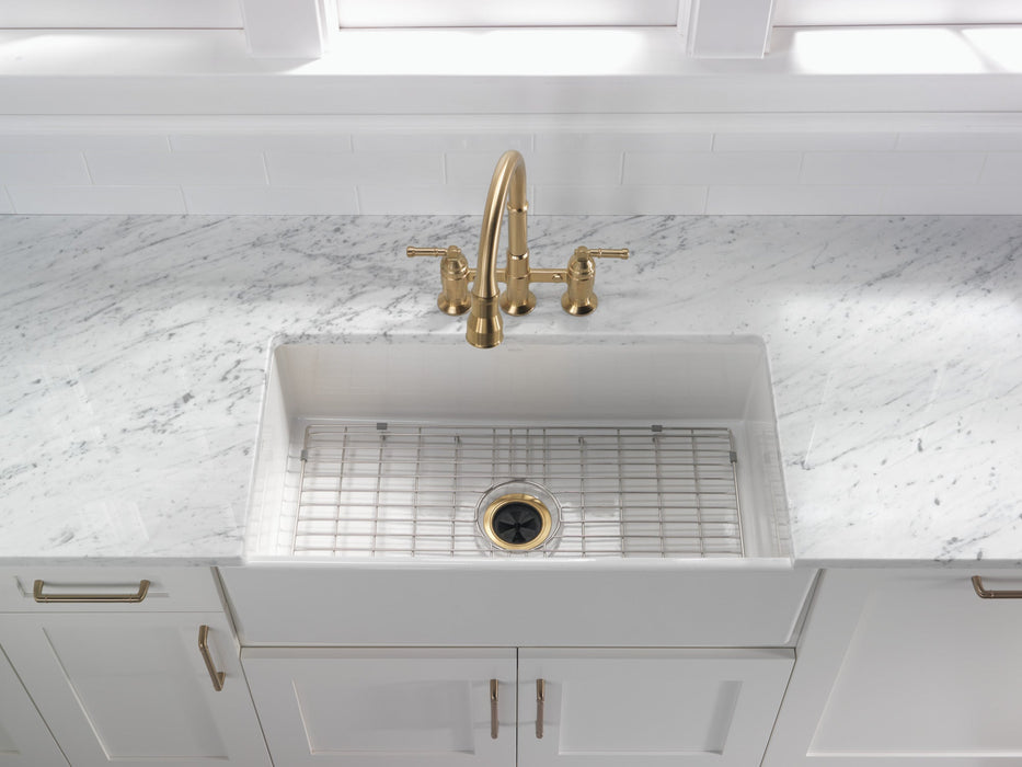 Delta Broderick 2390L Two Handle Pull-Down Bridge Kitchen Faucet, champagne bronze - view 4