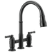 Delta Broderick 2390L Two Handle Pull-Down Bridge Kitchen Faucet, matte black
