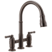 Delta Broderick 2390L Two Handle Pull-Down Bridge Kitchen Faucet, venetian bronze