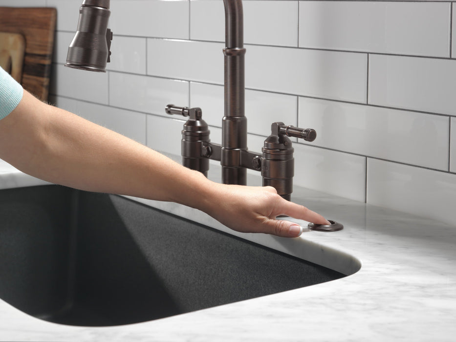 Delta Broderick 2390L Two Handle Pull-Down Bridge Kitchen Faucet, venetian bronze - view 3