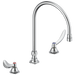 Commercial 23C6 23C624 Two Handle Widespread Lavatory Faucet with Gooseneck Spout - Less Pop-Up, chrome